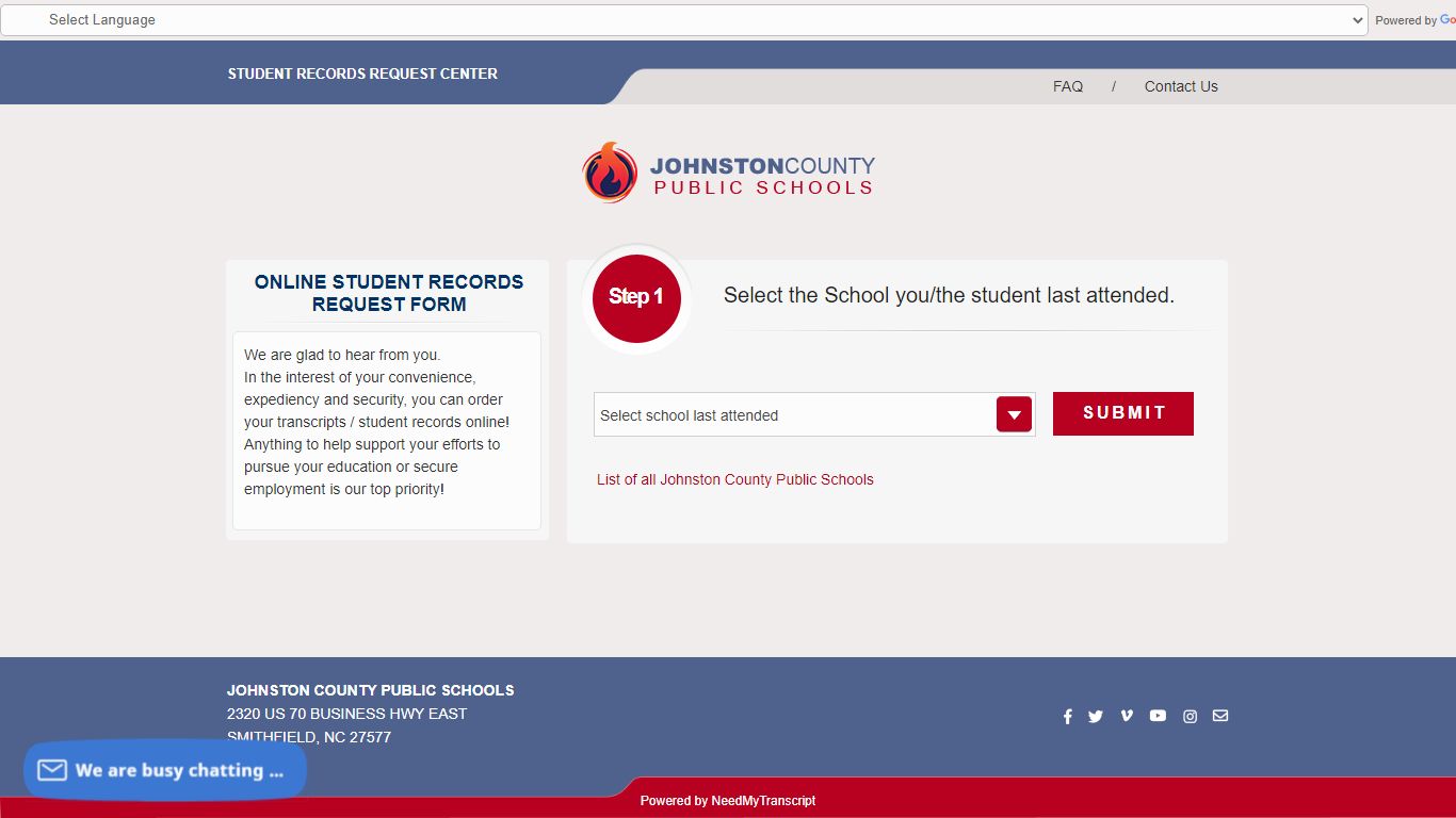 Johnston Country Public Schools | NeedMyTranscript