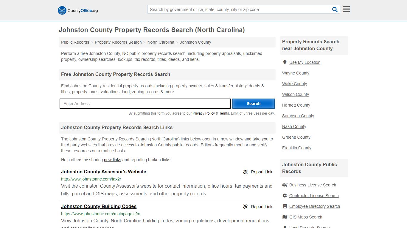 Property Records Search - Johnston County, NC (Assessments ...